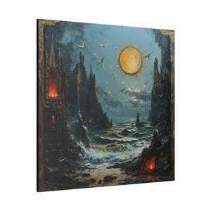 Gothic Beach at Night Wall Art | Square Matte Canvas