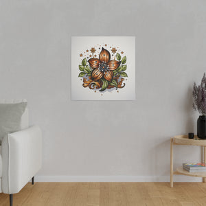 Vintage Style Flower Wall Art | Square Matte Canvas