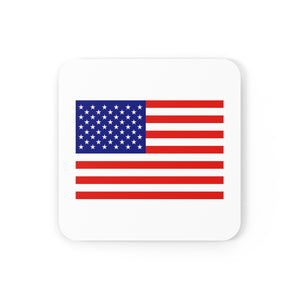 American Flag Corkwood Coaster Set
