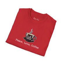 Load image into Gallery viewer, Peace, Love, Coffee | Unisex Softstyle T-Shirt