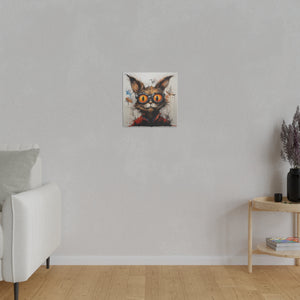 Funky Professor Cat Wall Art | Square Matte Canvas