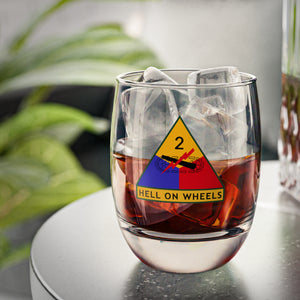 U.S. Army 2nd Armored Patch Whiskey Glass