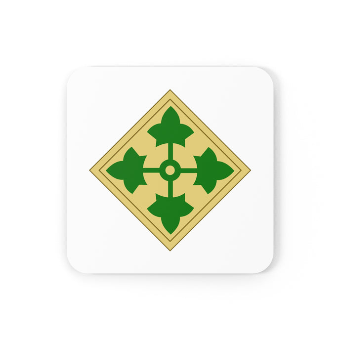 U.S. Army 4th Infantry Division Patch Corkwood Coaster Set