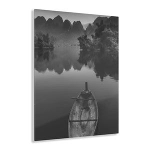 Rowboat on the Lake Black & White Acrylic Prints
