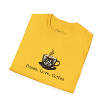 Load image into Gallery viewer, Peace, Love, Coffee | Unisex Softstyle T-Shirt