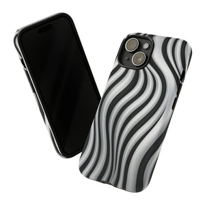 Funky Lines Black and White | iPhone, Samsung Galaxy, and Google Pixel Tough Cases