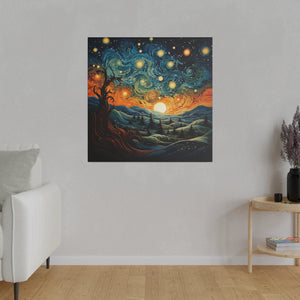 Swirling Stars Wall Art | Square Matte Canvas