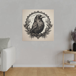 Vintage Gothic Crow Wall Art | Square Matte Canvas