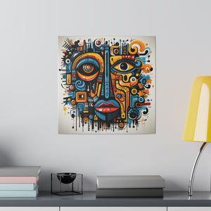 Abstract Tribal Face Wall Art | Square Matte Canvas