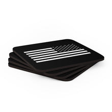 Load image into Gallery viewer, &quot;Always Forward&quot; Reversed American Flag Black &amp; White Corkwood Coaster Set