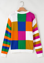 Load image into Gallery viewer, Color Block Round Neck Long Sleeve Sweater