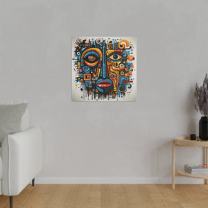 Abstract Tribal Face Wall Art | Square Matte Canvas