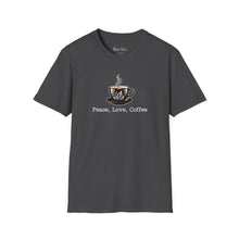 Load image into Gallery viewer, Peace, Love, Coffee | Unisex Softstyle T-Shirt