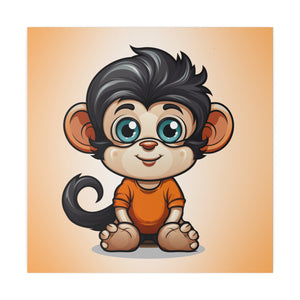 Kid Monkey Wall Art | Square Matte Canvas