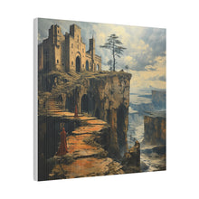 Load image into Gallery viewer, Fantasy Building on a Cliff Wall Art | Square Matte Canvas