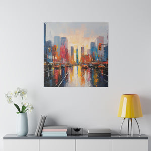 Painted City Wall Art | Square Matte Canvas