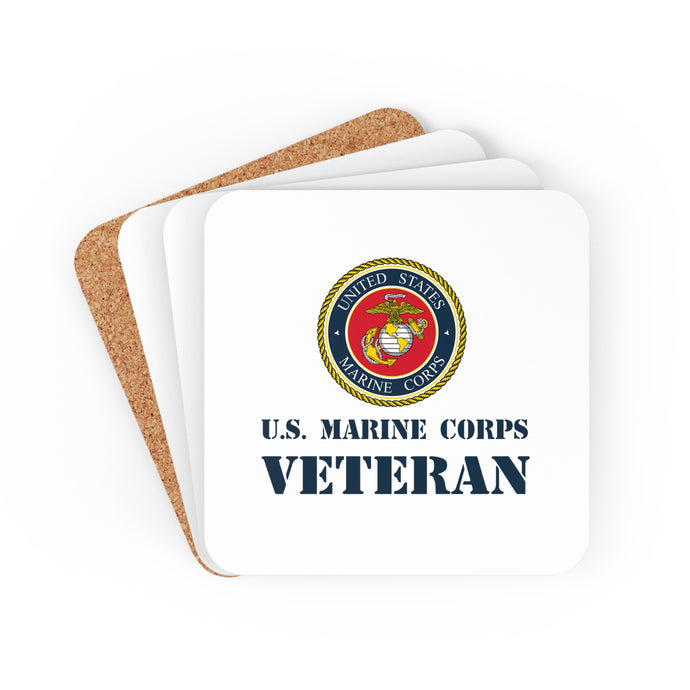 U.S. Marine Corps Veteran Corkwood Coaster Set