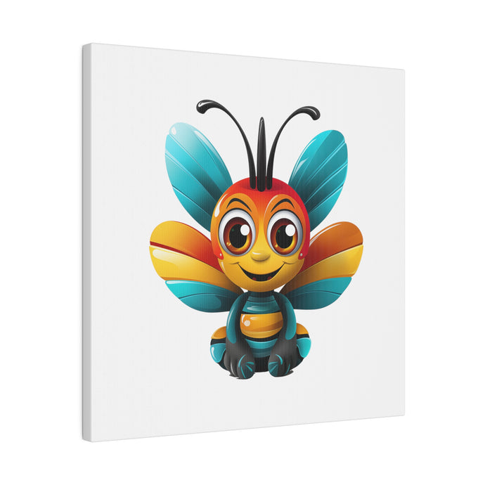 Happy Cartoon Bee Wall Art | Square Matte Canvas