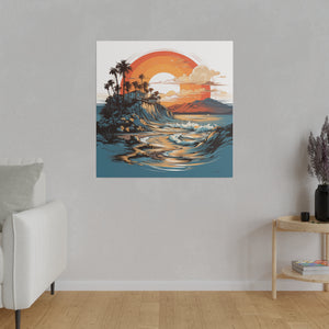 Sunset Beach Wall Art | Square Matte Canvas