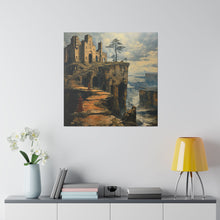 Load image into Gallery viewer, Fantasy Building on a Cliff Wall Art | Square Matte Canvas