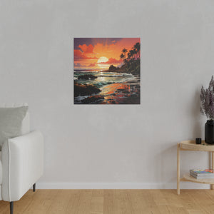 Painted Sunset Beach Wall Art | Square Matte Canvas