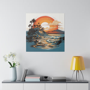 Sunset Beach Wall Art | Square Matte Canvas