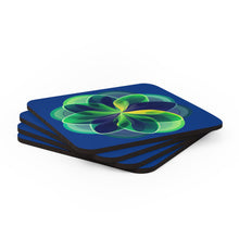 Load image into Gallery viewer, Green &amp; Blue Abstract Art Corkwood Coaster Set