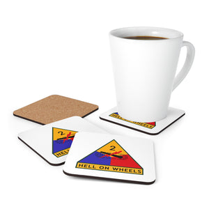 U.S. Army 2nd Armored Division Patch Corkwood Coaster Set