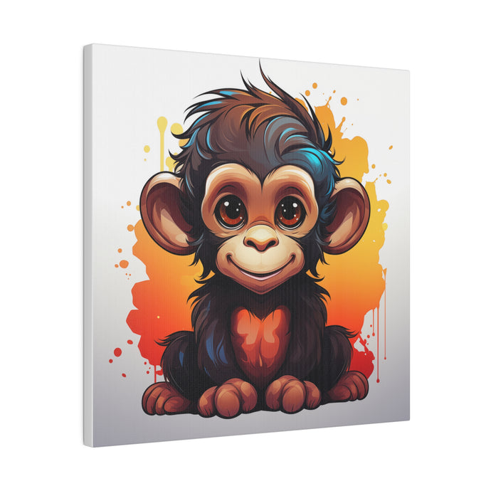 Baby Monkey Wall Art | Square Matte Canvas