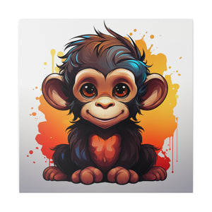 Baby Monkey Wall Art | Square Matte Canvas