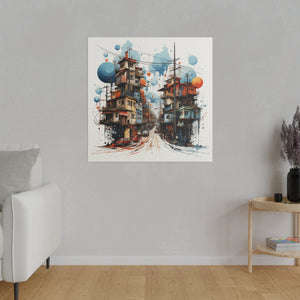 Abstract Village | Square Matte Canvas