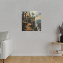 Load image into Gallery viewer, Fantasy Building on a Cliff Wall Art | Square Matte Canvas