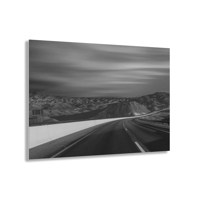 Highway Through the Desert Black & White Acrylic Prints