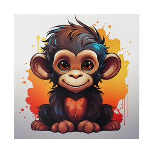 Baby Monkey Wall Art | Square Matte Canvas