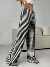 Load image into Gallery viewer, Tied Striped Wide Leg Pants