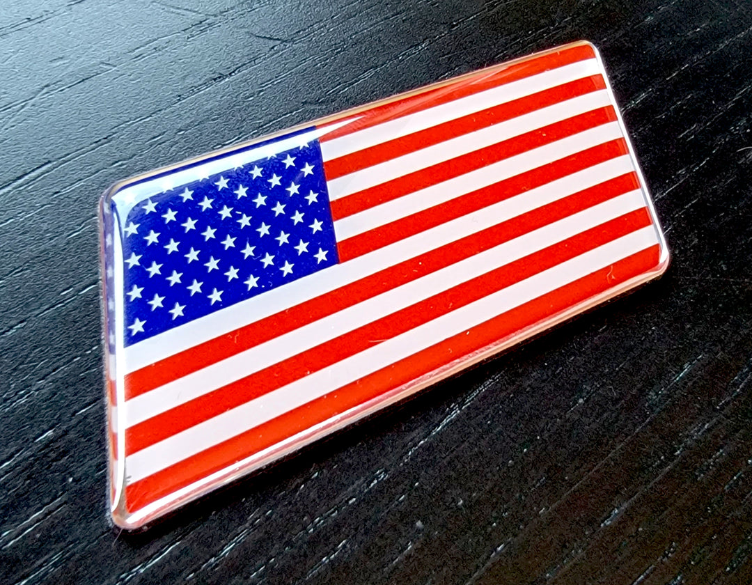 2-Pack USA American Flag Metal Emblem Stickers – Car Body Decal Accessories, Aluminum, Universal Fit