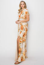 Load image into Gallery viewer, HYFVE Floral Tie Back Short Sleeve Slit Maxi Dress