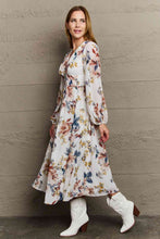 Load image into Gallery viewer, OneTheLand Good Day Chiffon Floral Midi Dress