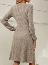 Load image into Gallery viewer, Square Neck Long Sleeve Sweater Dress