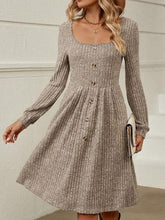 Load image into Gallery viewer, Square Neck Long Sleeve Sweater Dress